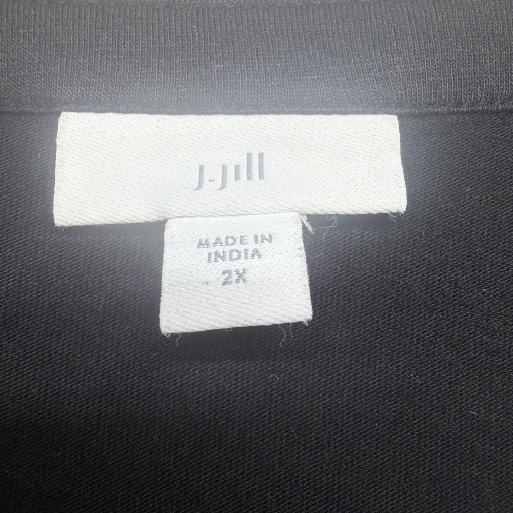 J Jill‎ Womens Black Tunic Top 2X Embroidered Button Front Relaxed Fit - Picture 2 of 8